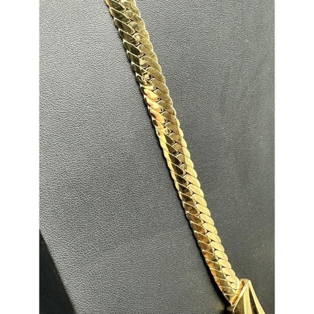 Vintage Napier Necklace Textured Gold Tone Art Deco Style Fold Over Clasp Signed